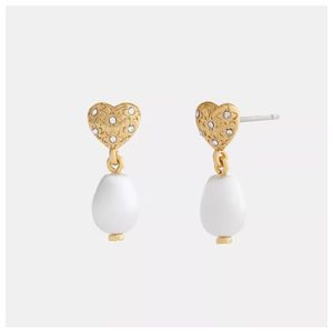 Heart Pearl Drop Earrings Product Image