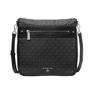 Michael Kors Jet Set Large Logo Print Woven Crossbody Bag Black Product Image