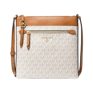 Michael Kors Jet Set Charm Small Flat Crossbody Bag Vanilla/Acorn Product Image