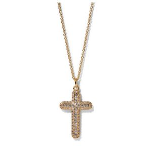 Crushed Cross Pendant Necklace, Gold Product Image