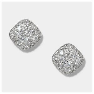 Crushed Cushion Stud Earrings, Silver Product Image