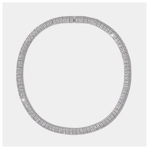 Crushed Pave Dome Collar Necklace Silver Product Image