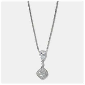 Crushed Pave Cushion Drop Necklace Silver Product Image