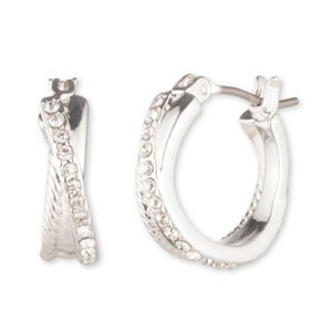 Twisted Rope Pave Hoops Silver Product Image