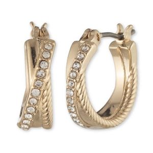 Twisted Rope Pave Hoops Gold Product Image