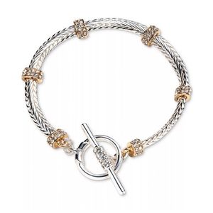 Flex Bracelet with Pave Rondelles Two Tone Product Image