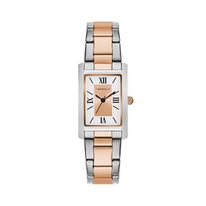 Ladies Dress Two-Tone Stainless Steel Rectangle Watch Two-Tone Dial Product Image