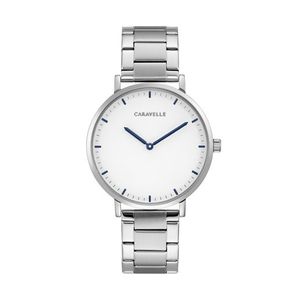 Mens Min Max Silver-Tone Stainless Steel Watch White Dial Product Image