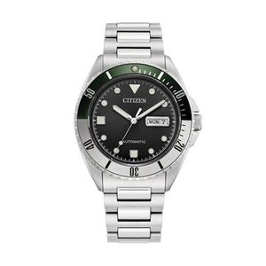 Mens Sport Automatic Silver-Tone Stainless Steel Watch Black Dial Product Image