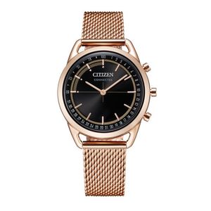 Ladies Connected Pink Gold-Tone Stainless Steel Smartwatch Black Dial Product Image