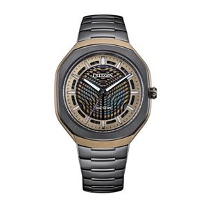 Mens LE PHOTON Eco-Drive Black & Gold Super Titanium Watch Black Dial Product Image