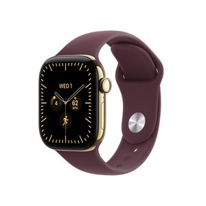 Apple Watch Series 12 GPS + Cellular 42mm Radiant Gold Titanium Case with Burgundy Sport Band - S/M Product Image