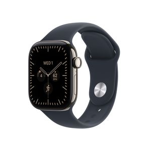 Apple Watch Series 12 GPS + Cellular 42mm Natural Titanium Case with Navy Blue Sport Band - S/M Product Image