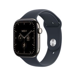 Apple Watch Series 12 GPS + Cellular 46mm Natural Titanium Case with Navy Blue Sport Band - M/L Product Image