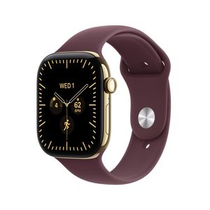 Apple Watch Series 12 GPS + Cellular 46mm Radiant Gold Titanium Case with Burgundy Sport Band - S/M Product Image