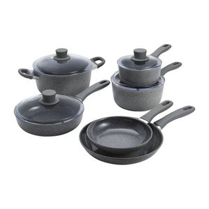 Parma Plus 10pc Aluminum Nonstick Ceramic Cookware Set Grey Product Image