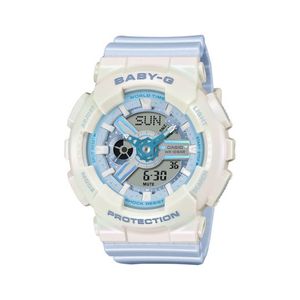 Ladies Baby-G BA-110 Series Ana/Digi White & Light Blue Resin Watch, Blue Dial Product Image