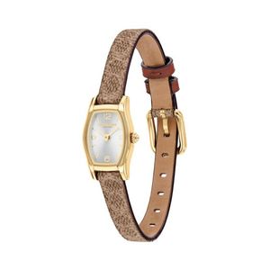 Ladies Greta Gold & Caramel Leather Strap Watch Silver White Dial Product Image