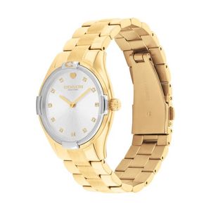 Ladies Brooks Gold-Tone Stainless Steel Crystal Watch Silver Dial Product Image