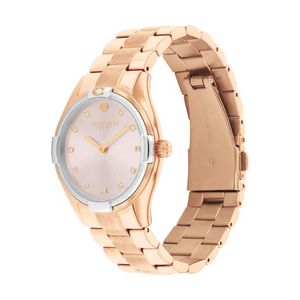Ladies Brooks Rose Gold-Tone Stainless Steel Crystal Watch Pink Dial Product Image