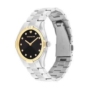 Ladies Brooks Two-Tone Stainless Steel Crystal Watch Black Dial Product Image