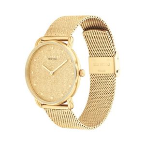 Ladies Elliot Gold-Tone Stainless Steel Mesh Watch Gold Glitter Dial Product Image