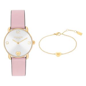 Ladies Elliot Blush Leather Watch & Heart Bracelet Gift Set Product Image