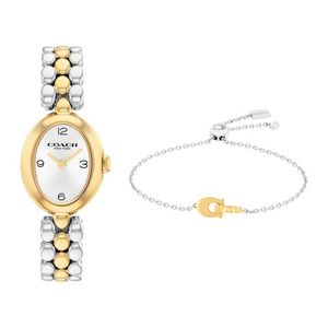 Ladies Sammy Two-Tone Stainless Steel Oval Watch Gift Set w/ Slider Bracelet Product Image