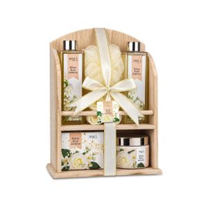 White Rose Jasmine Spa Gift Set in Wood Curio - 7 Piece Product Image