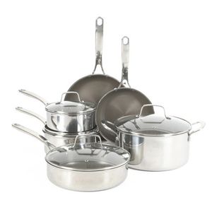 Badgley 10pc Hybrid Nonstick TriPly Stainless Steel Cookware Set Product Image