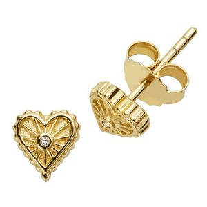 Diamond Starburst Heart Earrings Gold Product Image
