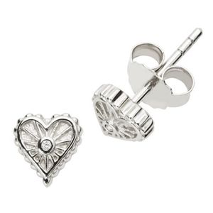 Diamond Starburst Heart Earrings Silver Product Image
