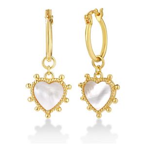 Mother of Pearl Heart Earrings Gold Product Image