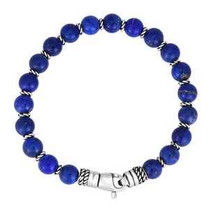 Sterling Silver & Lapis Lazuli Bead Bracelet Product Image