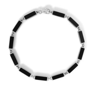 Black Onyx Gemstone Inlay Bracelet Silver Product Image