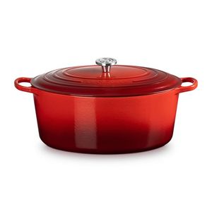 15.5qt Signature Cast Iron Oval Dutch Oven, Cerise w/Crucible Knob Product Image