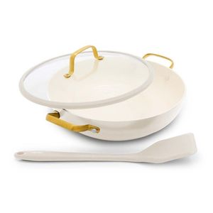 Reserve Pro Ceramic Nonstick 3.75qt Everyday Pan w/ Lid & Turner, Cream Product Image