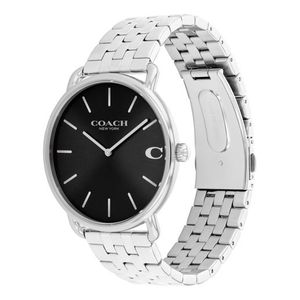 Mens Elliot Silver-Tone Stainless Steel Watch Black Dial Product Image