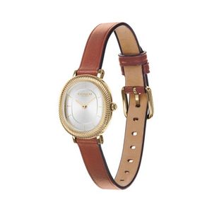 Ladies Harlow Gold & Saddle Brown Leather Strap Watch Silver Dial Product Image