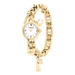 Ladies Iris Gold-Tone Stainless Steel Charm Watch White Dial Product Image