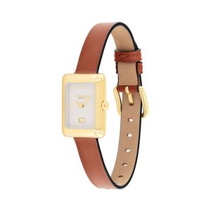 Ladies Mara Gold & Brown Leather Strap Watch Chalk Dial Product Image