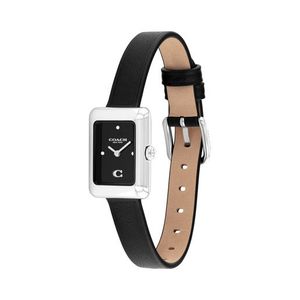 Ladies Mara Silver & Black Leather Strap Watch Black Dial Product Image