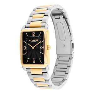 Unisex Elliot Two-Tone Stainless Steel Rectangle Watch Black Dial Product Image