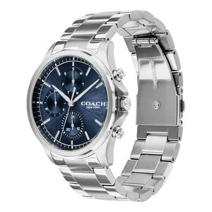 Mens Oliver Chronograph Silver-Tone Stainless Steel Watch Navy Dial Product Image