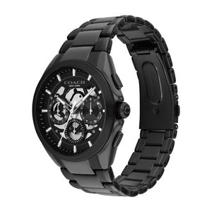 Mens Jackson Chronograph Black Ion-Plated Stainless Steel Watch Black Skeleton Dial Product Image