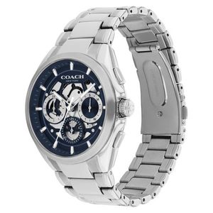 Mens Jackson Chronograph Silver-Tone Stainless Steel Watch Navy Skeleton Dial Product Image