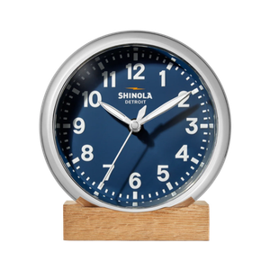 Shinola The Runwell 6-inch Desk Clock Chrome/Navy Product Image