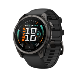 Garmin Fenix 9 47mm GPS Smartwatch Carbon Gray DLC Titanium with Black Silicone Band Product Image