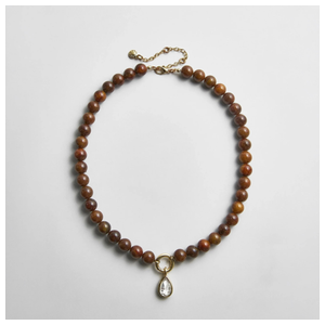 BaubleBar Janette Beaded Ring Necklace Tiger's Eye Product Image