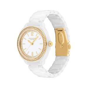 Ladies Kitt White Ceramic Watch w/ Crystal Bezel White Dial Product Image